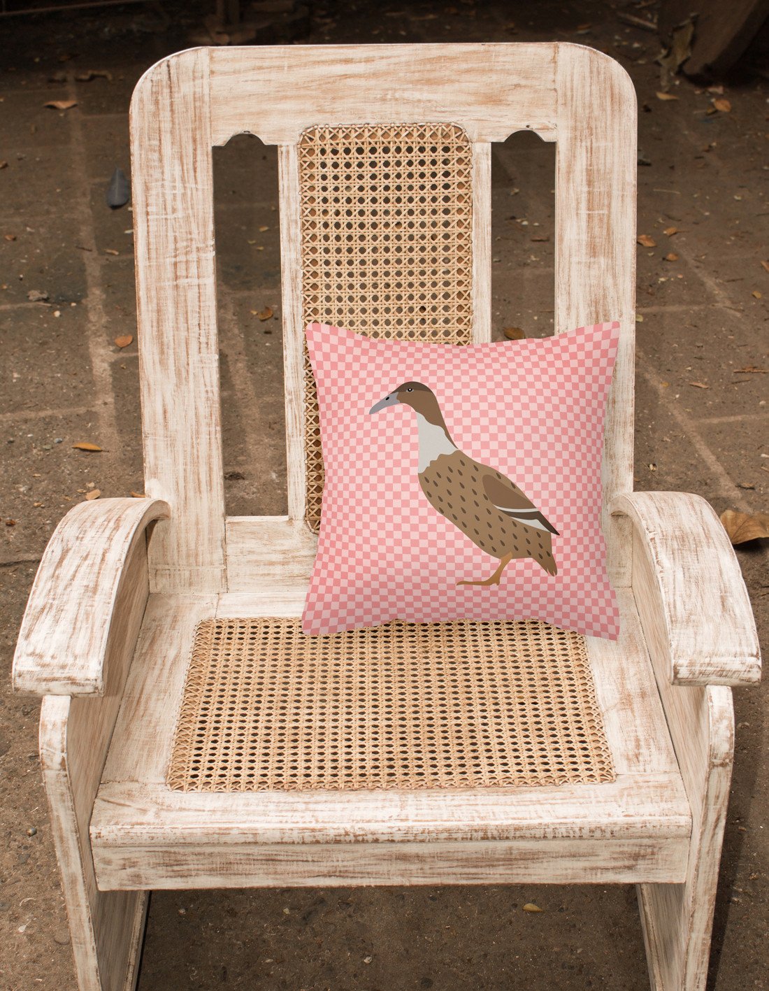 Dutch Hook Bill Duck Pink Check Decorative Throw Pillow 18x18 Indoor Outdoor Accent Cushion, Fabric Cover with Insert for Sofa, Bed, Porch & Living Room