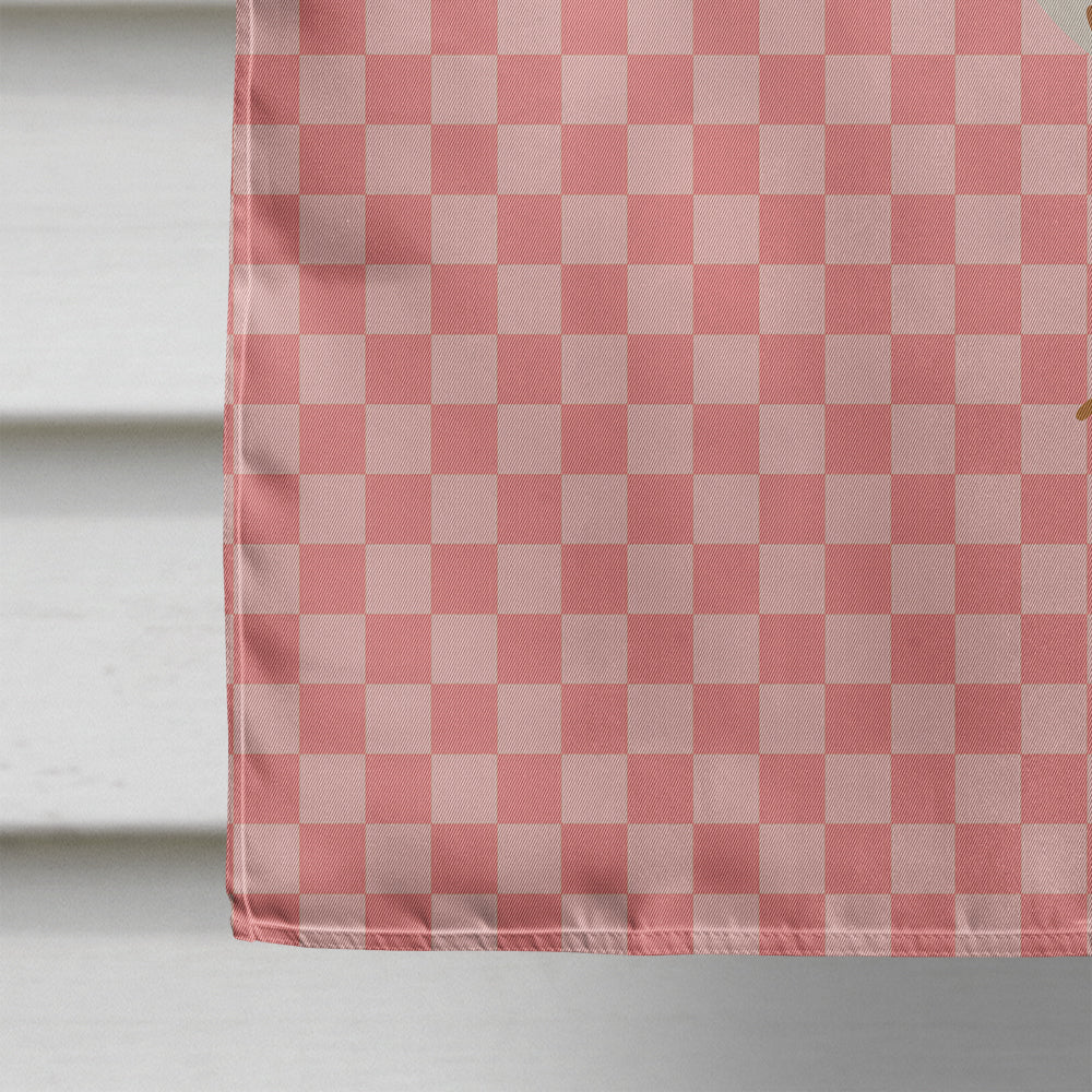 Indian Runner Duck Pink Check House Flag 28x40 Porch Sleeve Pole Decorative Outside Yard Banner Artwork Wall Hanging, Polyester