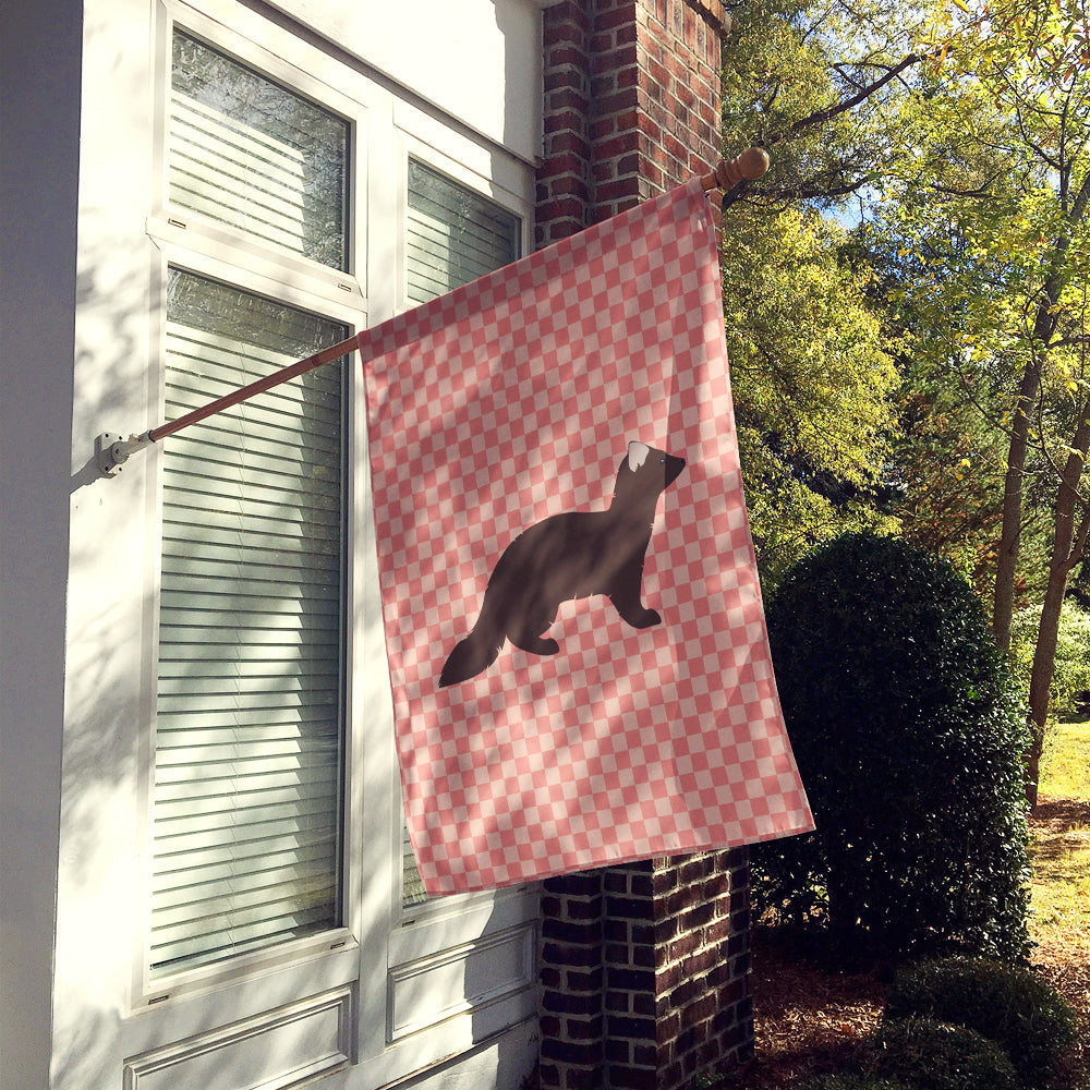 Sable Marten Pink Check House Flag 28x40 Porch Sleeve Pole Decorative Outside Yard Banner Artwork Wall Hanging, Polyester