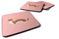 Weasel Pink Check Foam Coasters Set of 4 Cup Coasters for Indoor Outdoor, Tabletop Protection, Anti Slip, Mouse pad Material