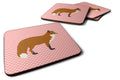 Red Fox Pink Check Foam Coasters Set of 4 Cup Coasters for Indoor Outdoor, Tabletop Protection, Anti Slip, Mouse pad Material