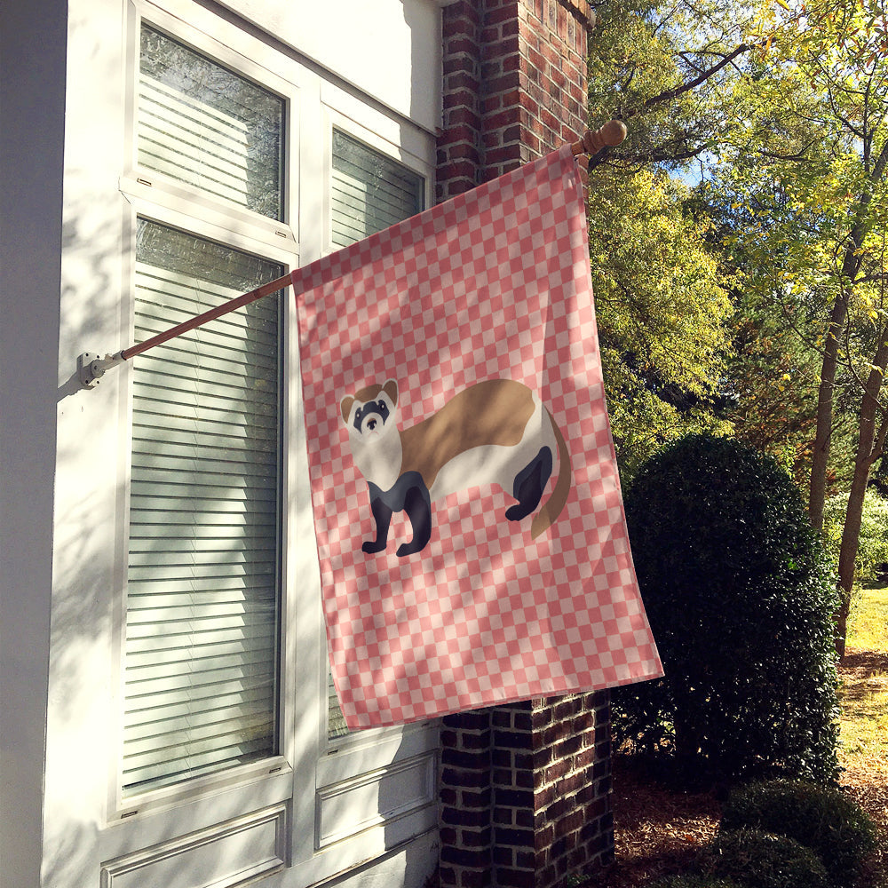 Ferret Pink Check House Flag 28x40 Porch Sleeve Pole Decorative Outside Yard Banner Artwork Wall Hanging, Polyester