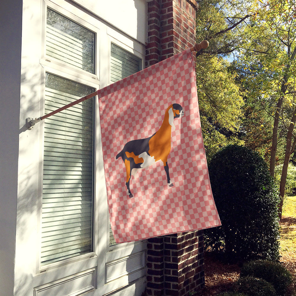 Anglo-nubian Nubian Goat Pink Check House Flag 28x40 Porch Sleeve Pole Decorative Outside Yard Banner Artwork Wall Hanging, Polyester