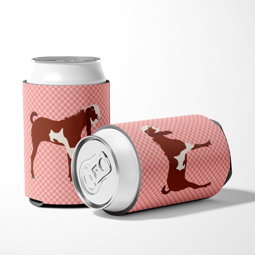 Jamnapari Goat Pink Check Can or Bottle Hugger Cooler Sleeve for Standard 12 oz Cans, Insulated Foam Beer & Soda Can Hugger Reusable