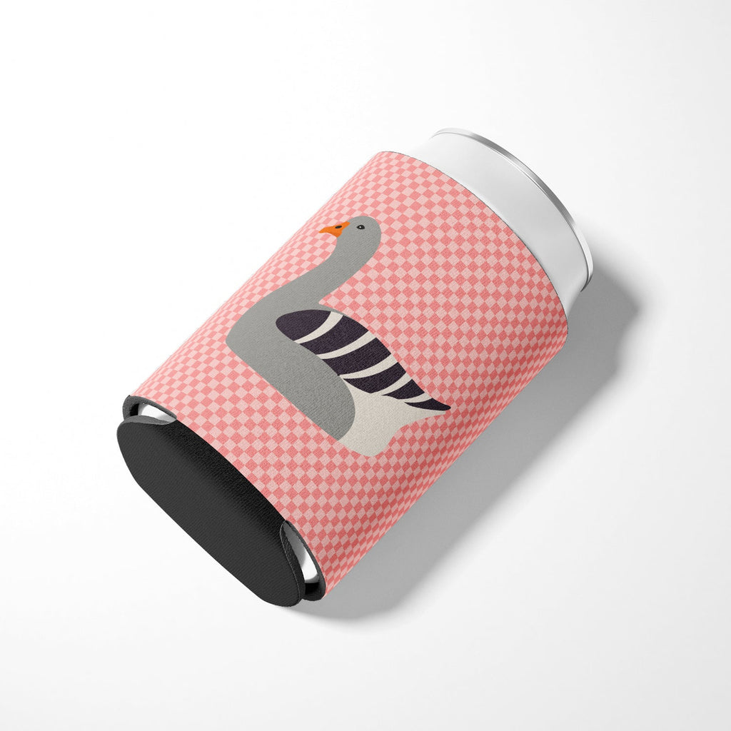 Pilgrim Goose Pink Check Can or Bottle Hugger Cooler Sleeve for Standard 12 oz Cans, Insulated Foam Beer & Soda Can Hugger Reusable
