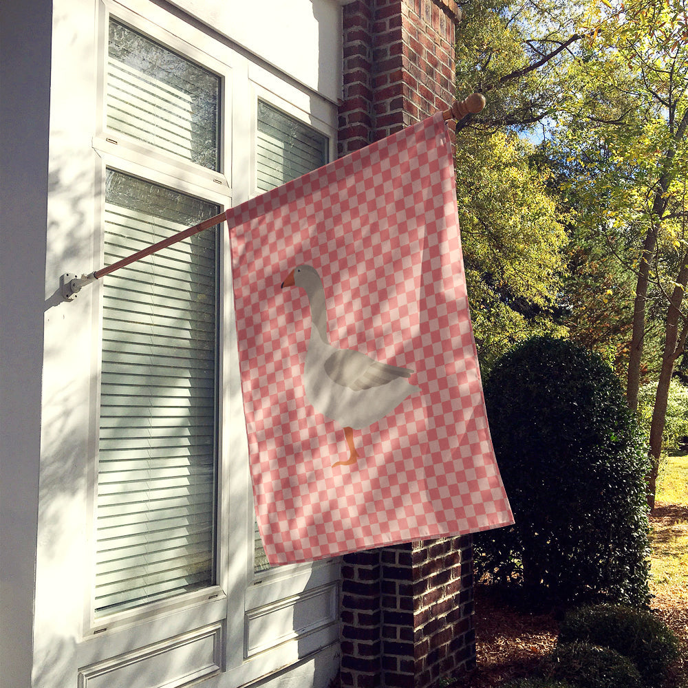 Steinbacher Goose Pink Check House Flag 28x40 Porch Sleeve Pole Decorative Outside Yard Banner Artwork Wall Hanging, Polyester