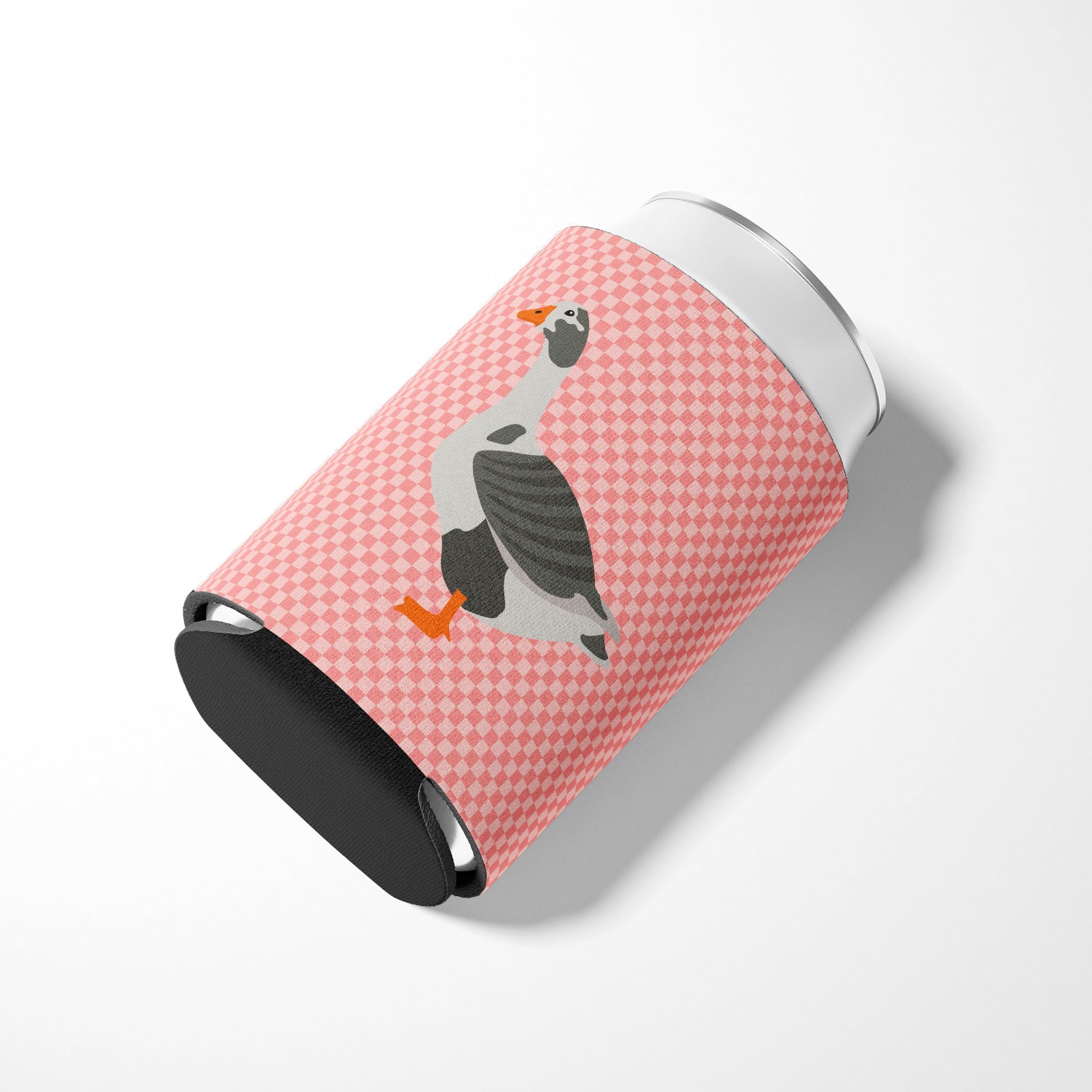 West of England Goose Pink Check Can or Bottle Hugger Cooler Sleeve for Standard 12 oz Cans, Insulated Foam Beer & Soda Can Hugger Reusable