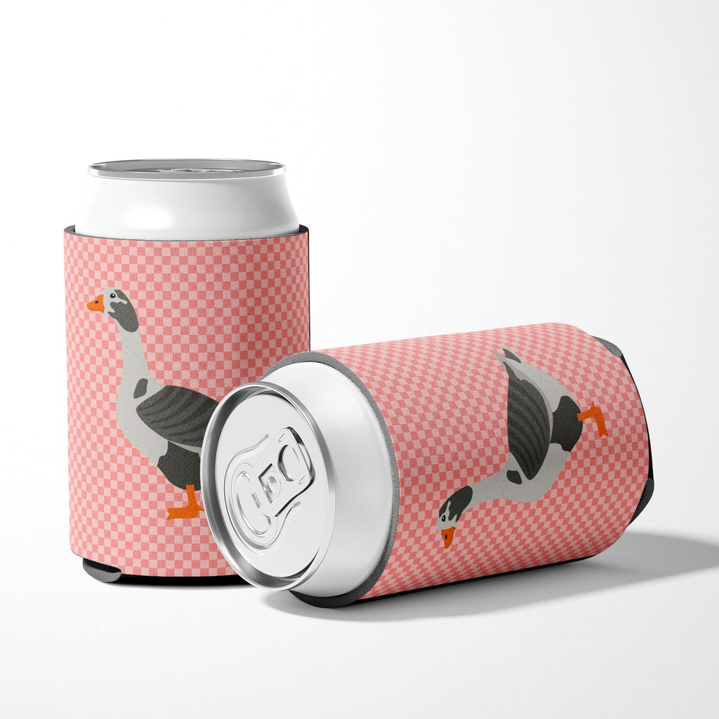 West of England Goose Pink Check Can or Bottle Hugger Cooler Sleeve for Standard 12 oz Cans, Insulated Foam Beer & Soda Can Hugger Reusable