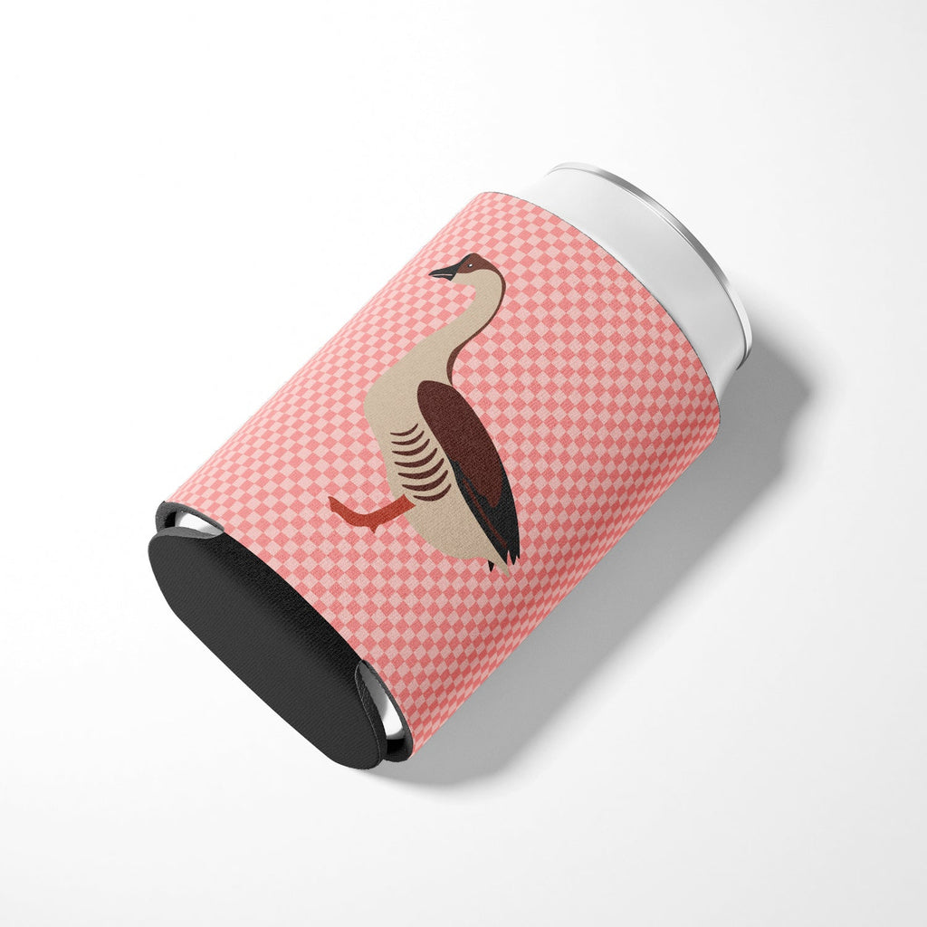 Chinese Goose Pink Check Can or Bottle Hugger Cooler Sleeve for Standard 12 oz Cans, Insulated Foam Beer & Soda Can Hugger Reusable