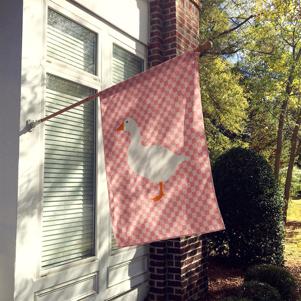 Shire Horse Pink Check House Flag 28x40 Porch Sleeve Pole Decorative Outside Yard Banner Artwork Wall Hanging, Polyester