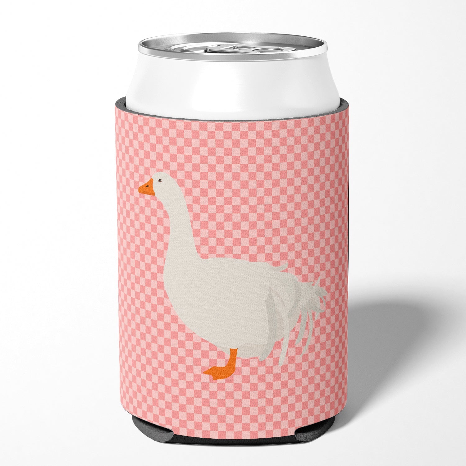 Sebastopol Goose Pink Check Can or Bottle Hugger Cooler Sleeve for Standard 12 oz Cans, Insulated Foam Beer & Soda Can Hugger Reusable