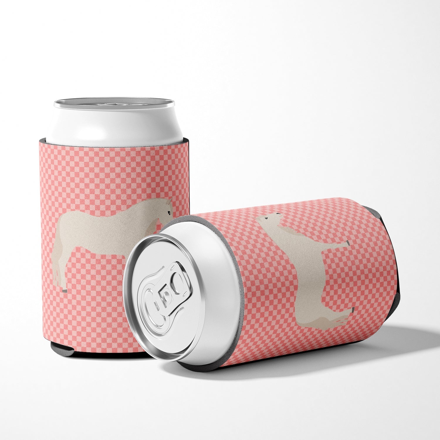 Paso Fino Horse Pink Check Can or Bottle Hugger Cooler Sleeve for Standard 12 oz Cans, Insulated Foam Beer & Soda Can Hugger Reusable