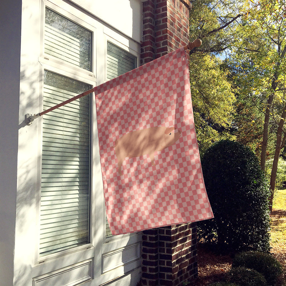 American Landrace Pig Pink Check House Flag 28x40 Porch Sleeve Pole Decorative Outside Yard Banner Artwork Wall Hanging, Polyester