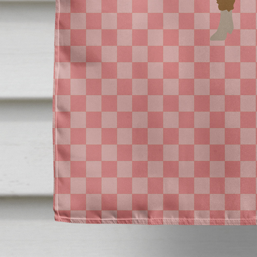 Hungarian Mangalica Pig Pink Check House Flag 28x40 Porch Sleeve Pole Decorative Outside Yard Banner Artwork Wall Hanging, Polyester