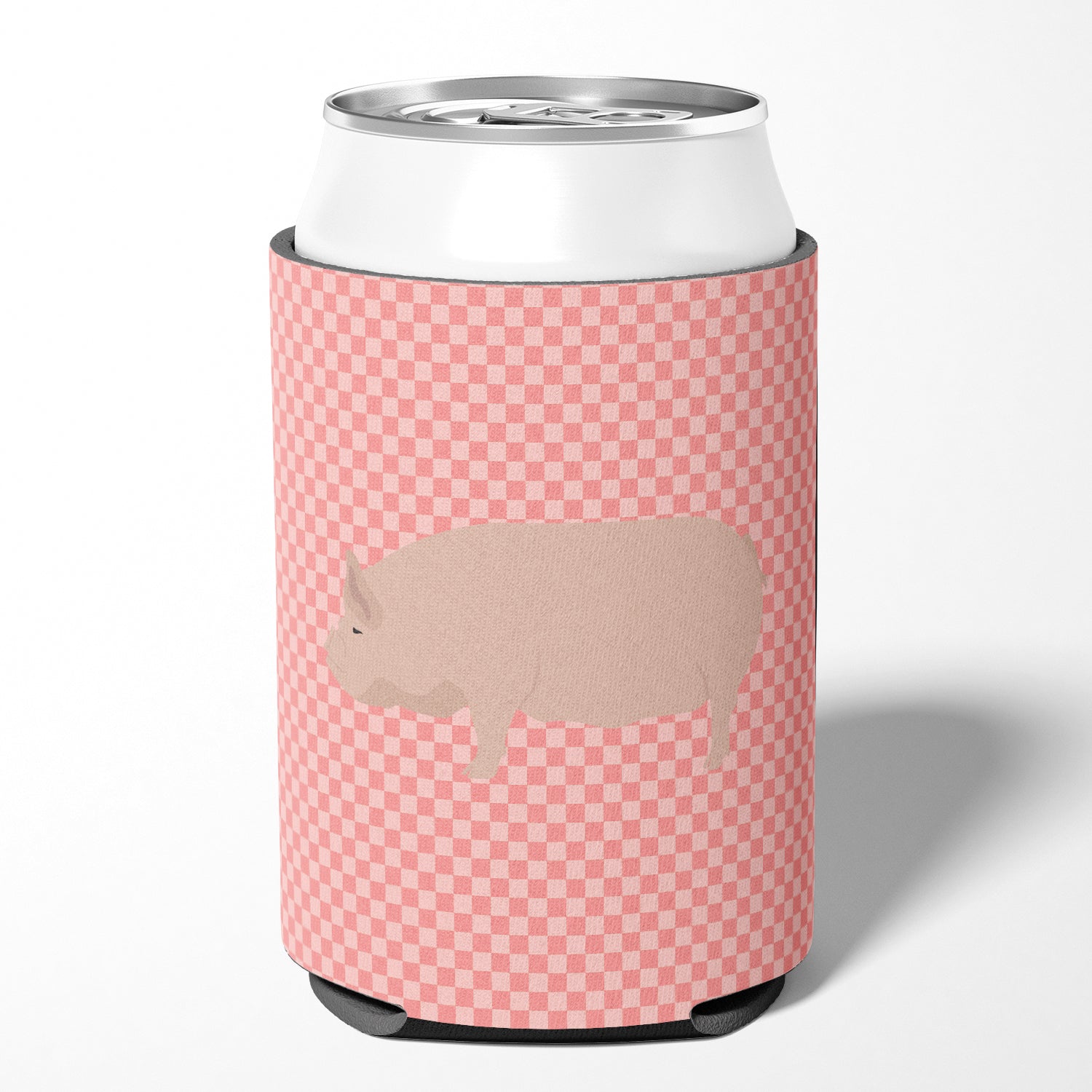 Welsh Pig Pink Check Can or Bottle Hugger Cooler Sleeve for Standard 12 oz Cans, Insulated Foam Beer & Soda Can Hugger Reusable