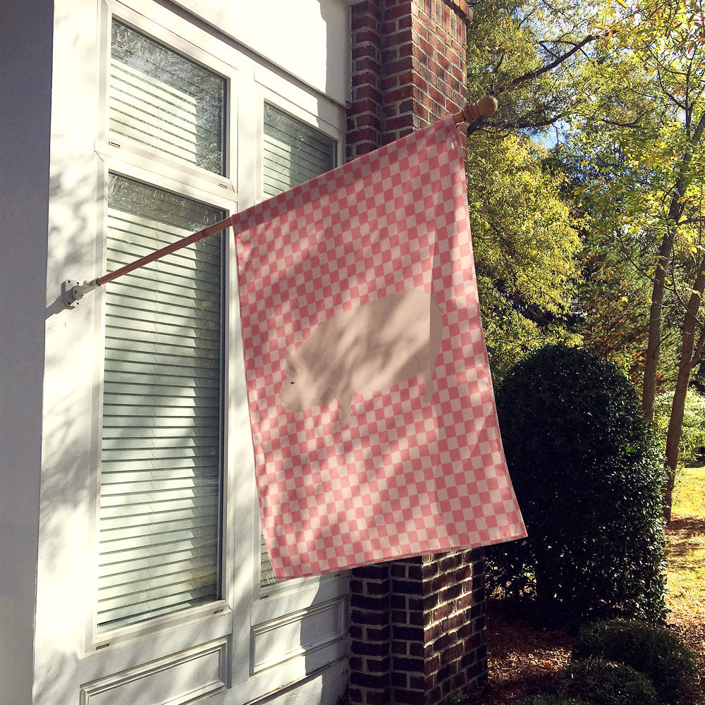 Welsh Pig Pink Check House Flag 28x40 Porch Sleeve Pole Decorative Outside Yard Banner Artwork Wall Hanging, Polyester