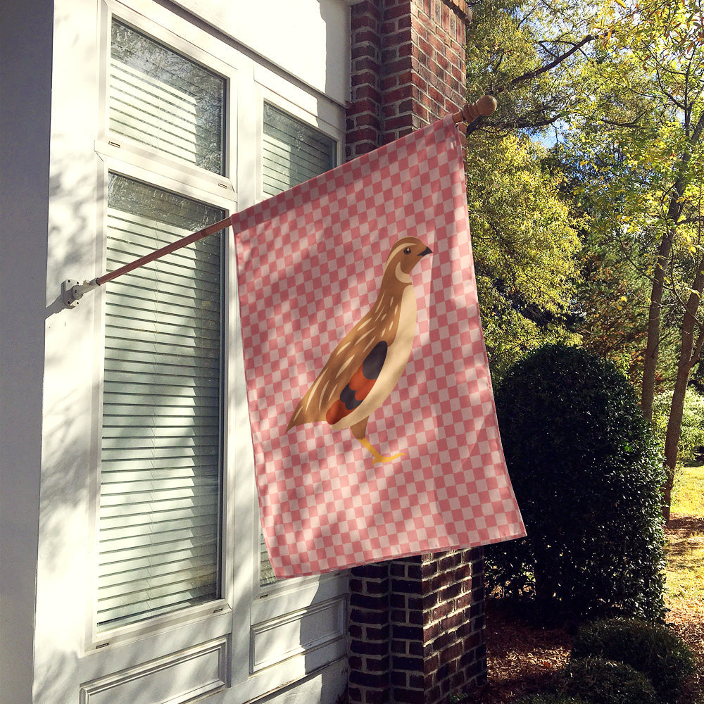 Golden Phoenix Quail Pink Check House Flag 28x40 Porch Sleeve Pole Decorative Outside Yard Banner Artwork Wall Hanging, Polyester