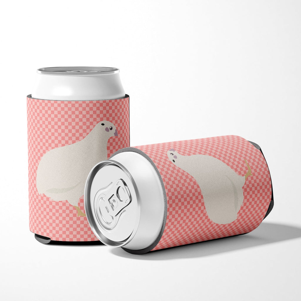 Texas Quail Pink Check Can or Bottle Hugger Cooler Sleeve for Standard 12 oz Cans, Insulated Foam Beer & Soda Can Hugger Reusable