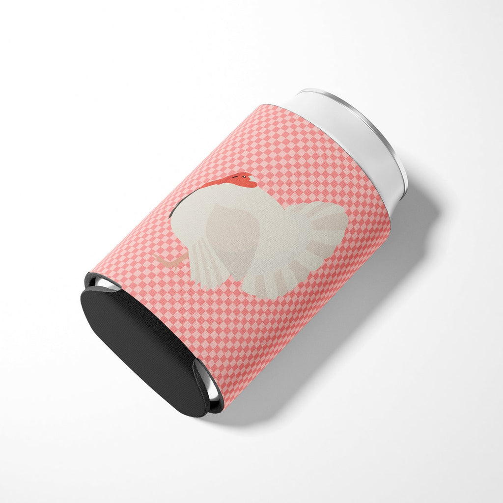 White Holland Turkey Pink Check Can or Bottle Hugger Cooler Sleeve for Standard 12 oz Cans, Insulated Foam Beer & Soda Can Hugger Reusable