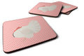 White Holland Turkey Pink Check Foam Coasters Set of 4 Cup Coasters for Indoor Outdoor, Tabletop Protection, Anti Slip, Mouse pad Material