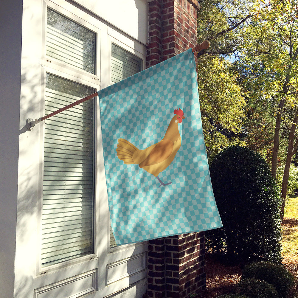 Frisian Friesian Chicken Blue Check House Flag 28x40 Porch Sleeve Pole Decorative Outside Yard Banner Artwork Wall Hanging, Polyester