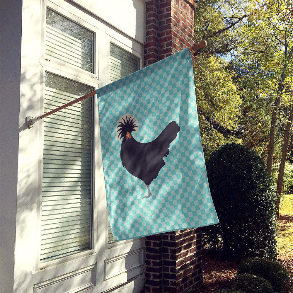 Polish Poland Chicken Blue Check House Flag 28x40 Porch Sleeve Pole Decorative Outside Yard Banner Artwork Wall Hanging, Polyester