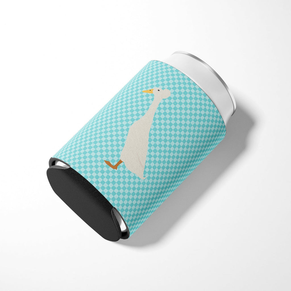 Bali Duck Blue Check Can or Bottle Hugger Cooler Sleeve for Standard 12 oz Cans, Insulated Foam Beer & Soda Can Hugger Reusable