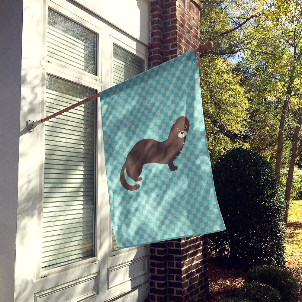 Russian or European Mink Blue Check House Flag 28x40 Porch Sleeve Pole Decorative Outside Yard Banner Artwork Wall Hanging, Polyester
