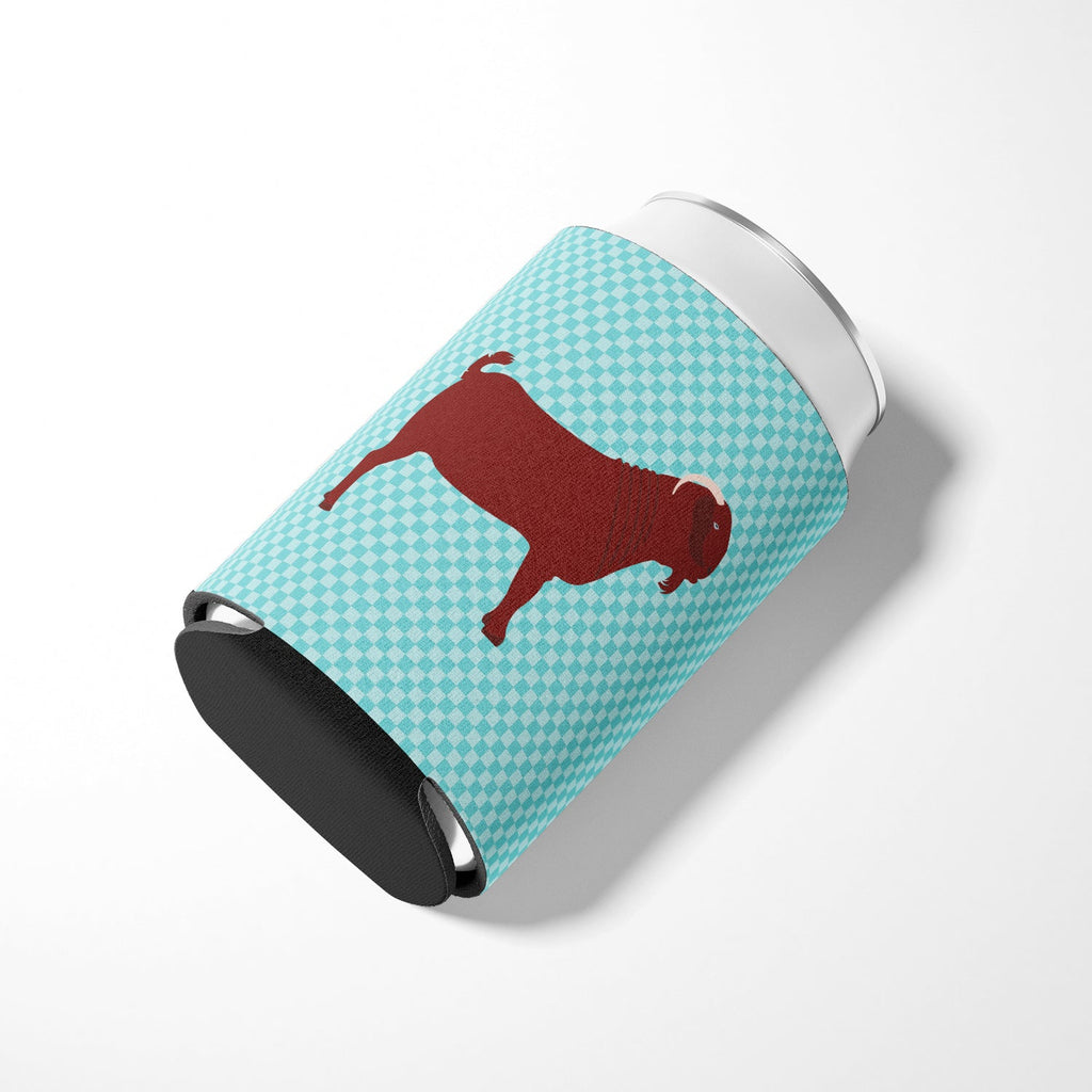 Kalahari Red Goat Blue Check Can or Bottle Hugger Cooler Sleeve for Standard 12 oz Cans, Insulated Foam Beer & Soda Can Hugger Reusable