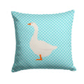 Embden Goose Blue Check Decorative Throw Pillow 14x14 Indoor Outdoor Accent Cushion, Fabric Cover with Insert for Sofa, Bed, Porch & Living Room