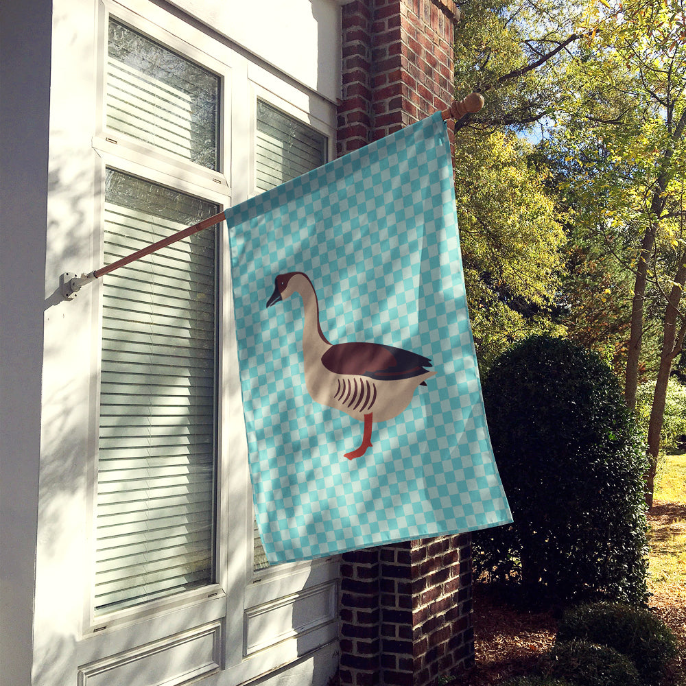Chinese Goose Blue Check House Flag 28x40 Porch Sleeve Pole Decorative Outside Yard Banner Artwork Wall Hanging, Polyester