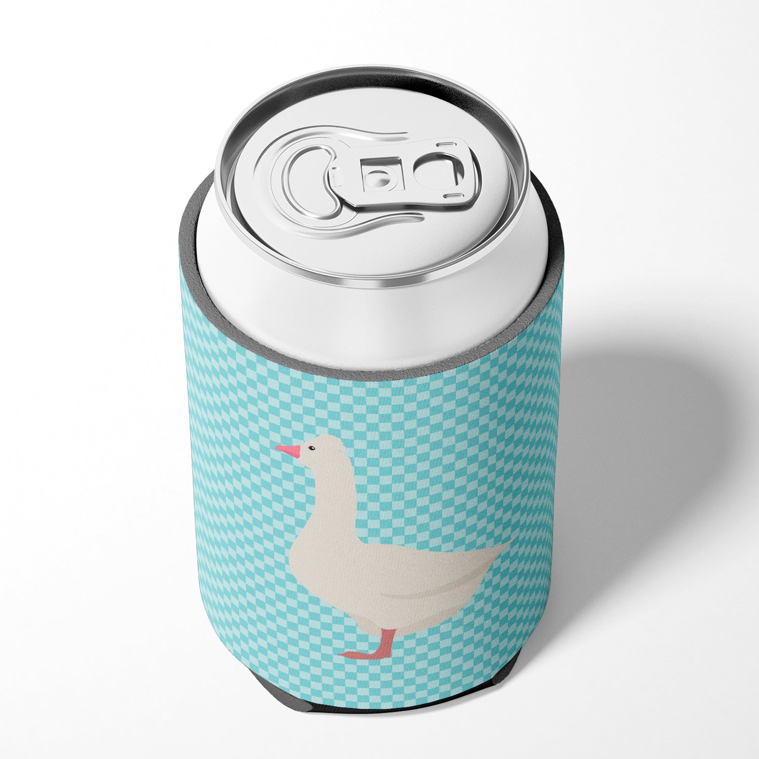 Roman Goose Blue Check Can or Bottle Hugger Cooler Sleeve for Standard 12 oz Cans, Insulated Foam Beer & Soda Can Hugger Reusable