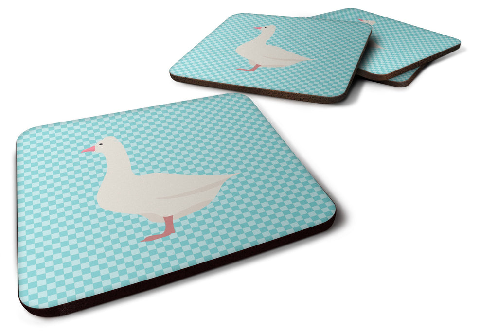 Roman Goose Blue Check Foam Coasters Set of 4 Cup Coasters for Indoor Outdoor, Tabletop Protection, Anti Slip, Mouse pad Material