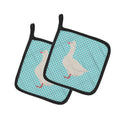 Roman Goose Blue Check Pot Holder Set of 2 Heat Resistant Quilted Hot Pads 7.5 x 7.5 Inch, Insulated Kitchen Trivets for Cooking & Baking