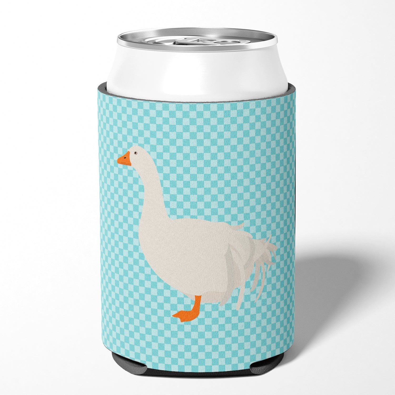 Sebastopol Goose Blue Check Can or Bottle Hugger Cooler Sleeve for Standard 12 oz Cans, Insulated Foam Beer & Soda Can Hugger Reusable