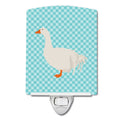 Sebastopol Goose Blue Check Ceramic Night Light Compact, UL-Certified, Ideal for Bedroom, Bathroom, Nursery, Hallway, Kitchen, 6x4x3, Multicolor