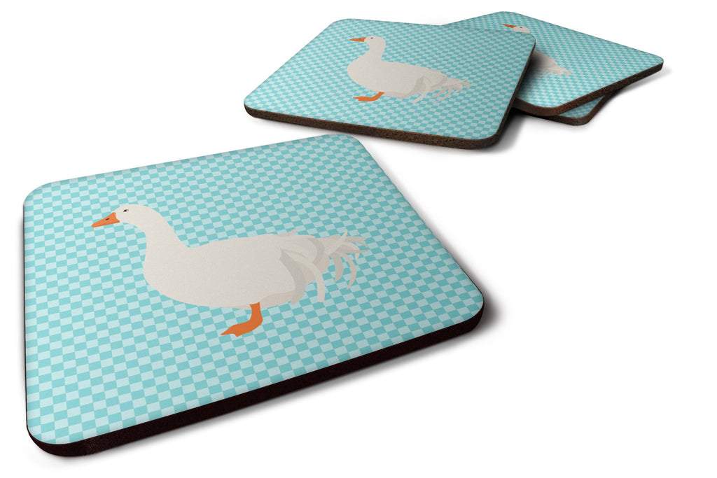 Sebastopol Goose Blue Check Foam Coasters Set of 4 Cup Coasters for Indoor Outdoor, Tabletop Protection, Anti Slip, Mouse pad Material