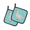 Sebastopol Goose Blue Check Pot Holder Set of 2 Heat Resistant Quilted Hot Pads 7.5 x 7.5 Inch, Insulated Kitchen Trivets for Cooking & Baking