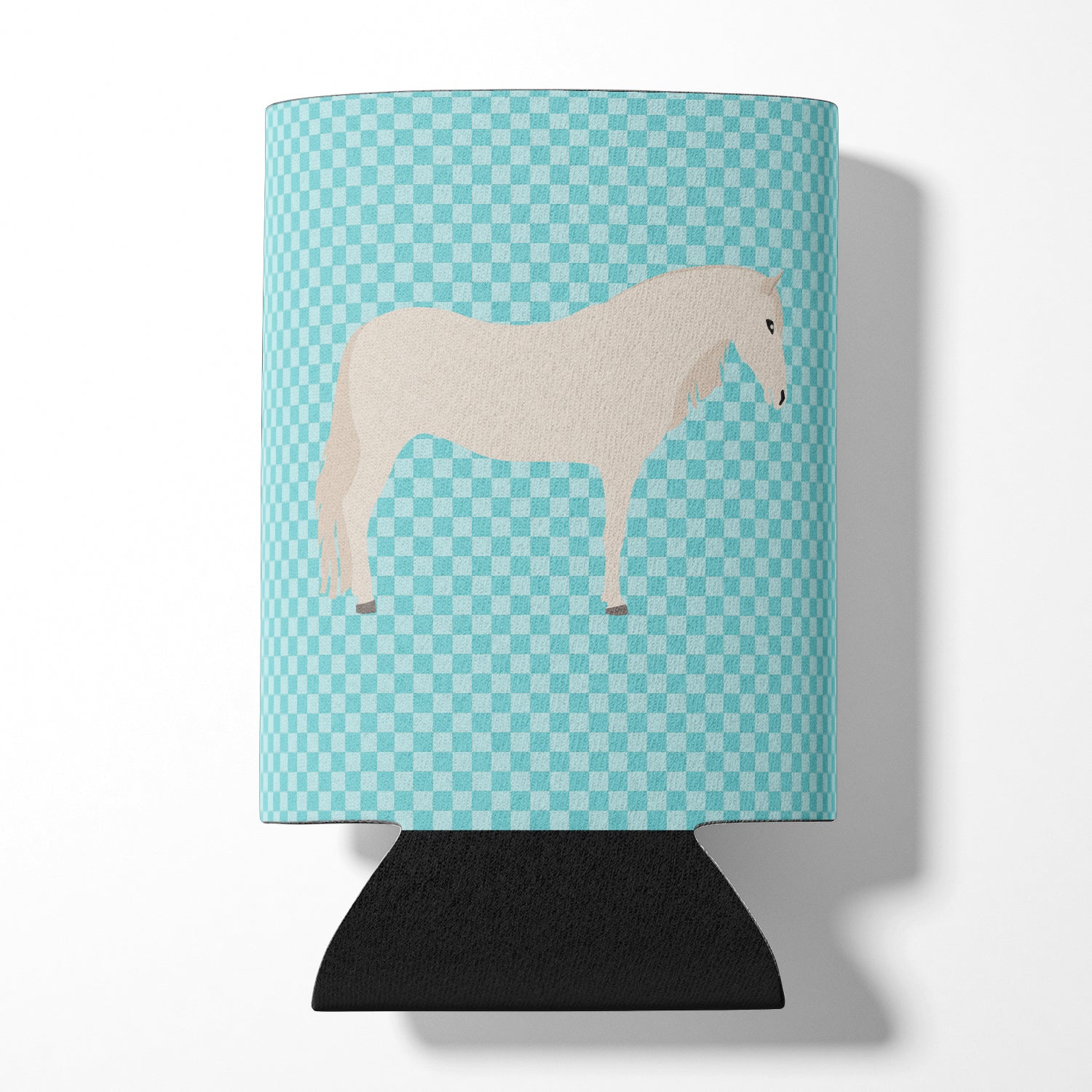 Paso Fino Horse Blue Check Can or Bottle Hugger Cooler Sleeve for Standard 12 oz Cans, Insulated Foam Beer & Soda Can Hugger Reusable