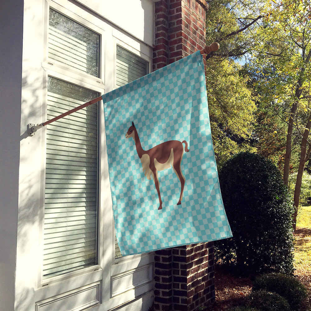 Vicugna or Vicuna Blue Check House Flag 28x40 Porch Sleeve Pole Decorative Outside Yard Banner Artwork Wall Hanging, Polyester
