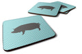 Berkshire Pig Blue Check Foam Coasters Set of 4 Cup Coasters for Indoor Outdoor, Tabletop Protection, Anti Slip, Mouse pad Material