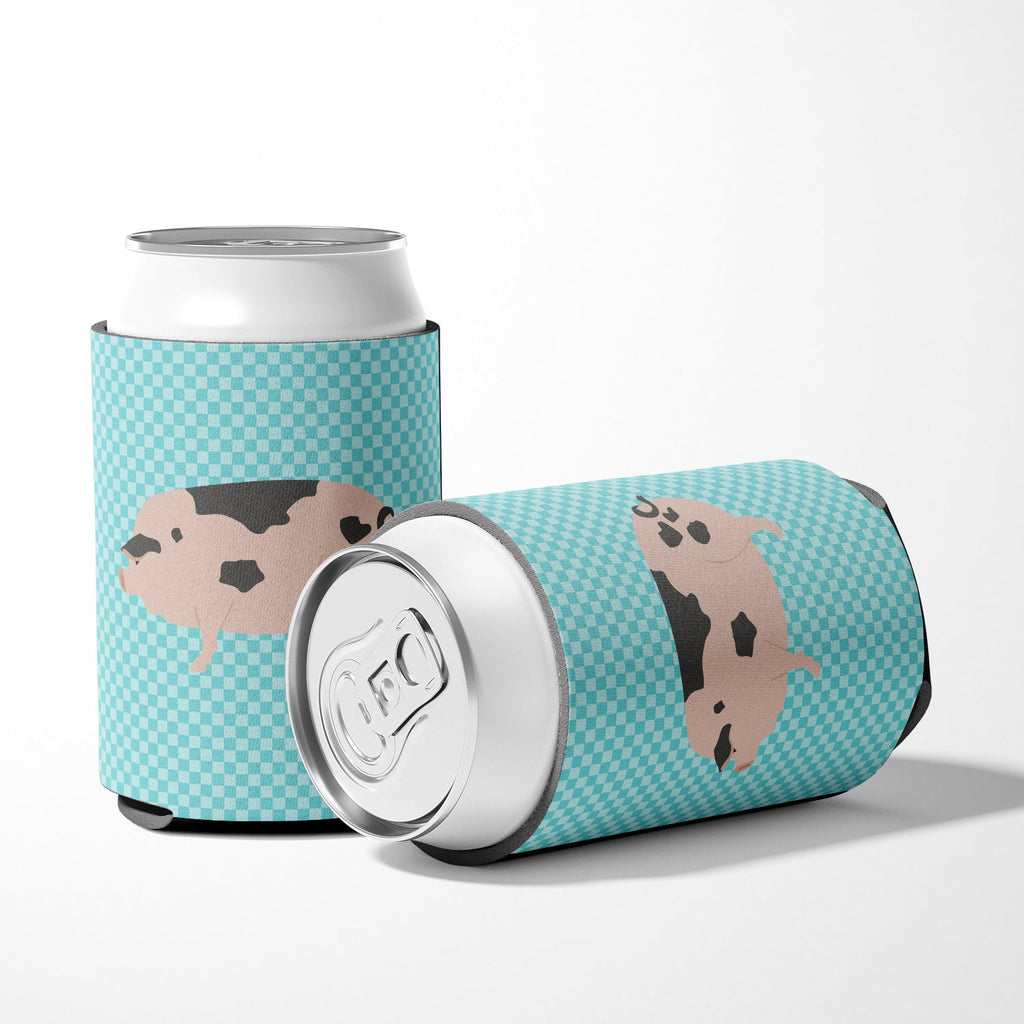 Gloucester Old Spot Pig Blue Check Can or Bottle Hugger Cooler Sleeve for Standard 12 oz Cans, Insulated Foam Beer & Soda Can Hugger Reusable