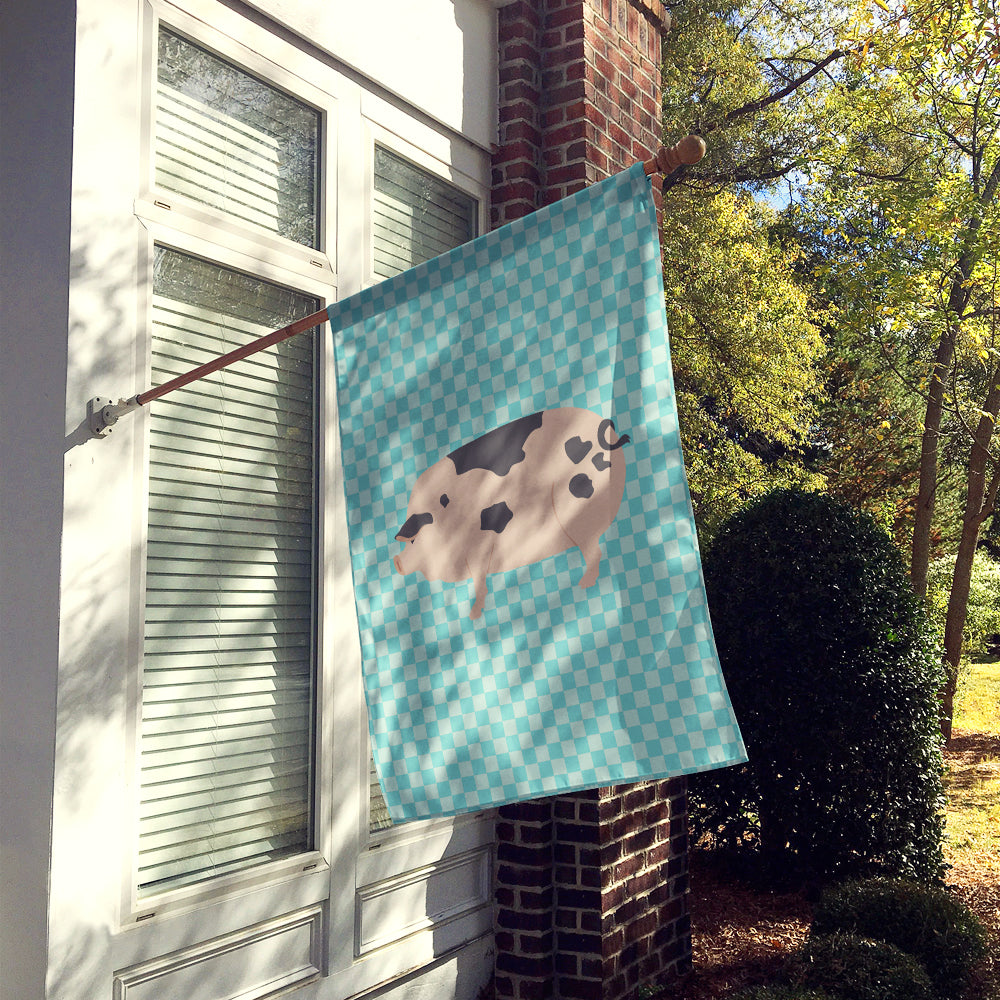 Gloucester Old Spot Pig Blue Check House Flag 28x40 Porch Sleeve Pole Decorative Outside Yard Banner Artwork Wall Hanging, Polyester