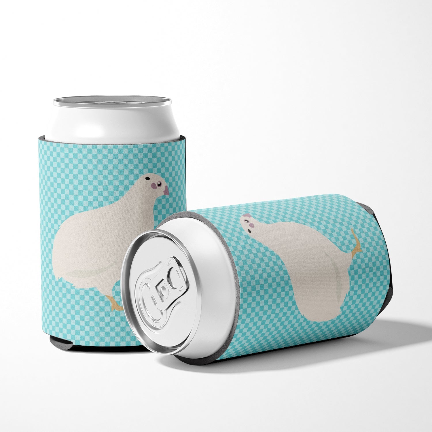 Texas Quail Blue Check Can or Bottle Hugger Cooler Sleeve for Standard 12 oz Cans, Insulated Foam Beer & Soda Can Hugger Reusable