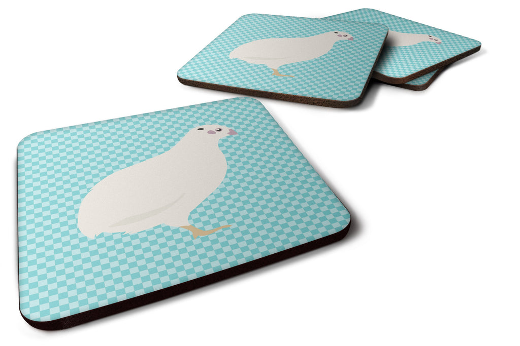 Texas Quail Blue Check Foam Coasters Set of 4 Cup Coasters for Indoor Outdoor, Tabletop Protection, Anti Slip, Mouse pad Material