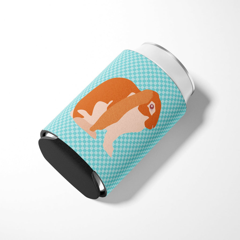 English Lop Rabbit Blue Check Can or Bottle Hugger Cooler Sleeve for Standard 12 oz Cans, Insulated Foam Beer & Soda Can Hugger Reusable