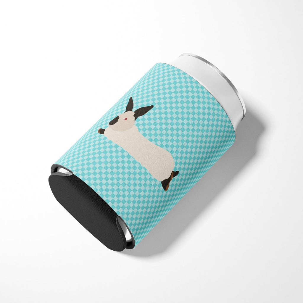 California White Rabbit Blue Check Can or Bottle Hugger Cooler Sleeve for Standard 12 oz Cans, Insulated Foam Beer & Soda Can Hugger Reusable