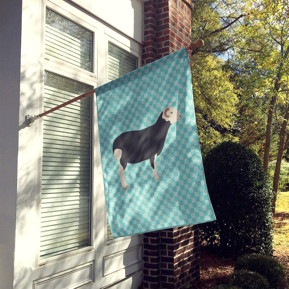 Herwick Sheep Blue Check House Flag 28x40 Porch Sleeve Pole Decorative Outside Yard Banner Artwork Wall Hanging, Polyester