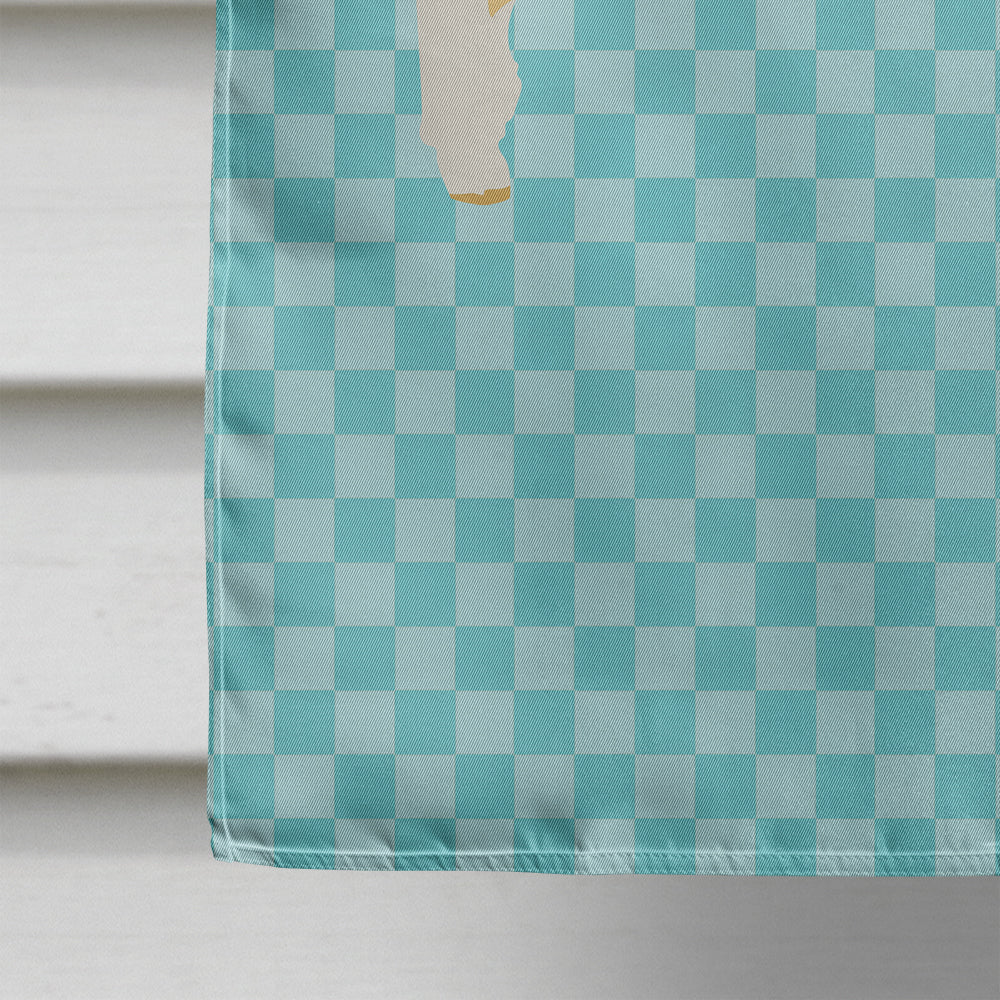 Horned Dorset Sheep Blue Check House Flag 28x40 Porch Sleeve Pole Decorative Outside Yard Banner Artwork Wall Hanging, Polyester