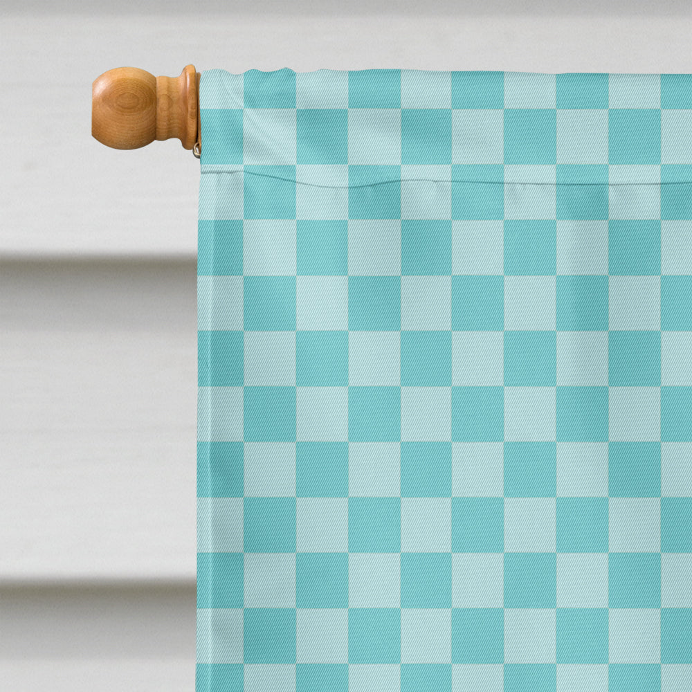 Merino Sheep Blue Check House Flag 28x40 Porch Sleeve Pole Decorative Outside Yard Banner Artwork Wall Hanging, Polyester